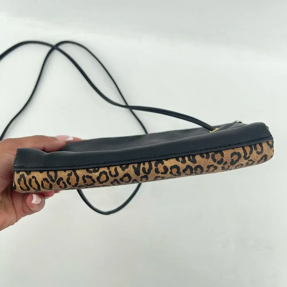 Leopard Print Crossbody Bag Faux Leather Minimalist Everyday Purse Chic